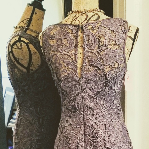 NWT Grey Lace Adrianna Papell short dress sz 4 - Picture 3 of 5
